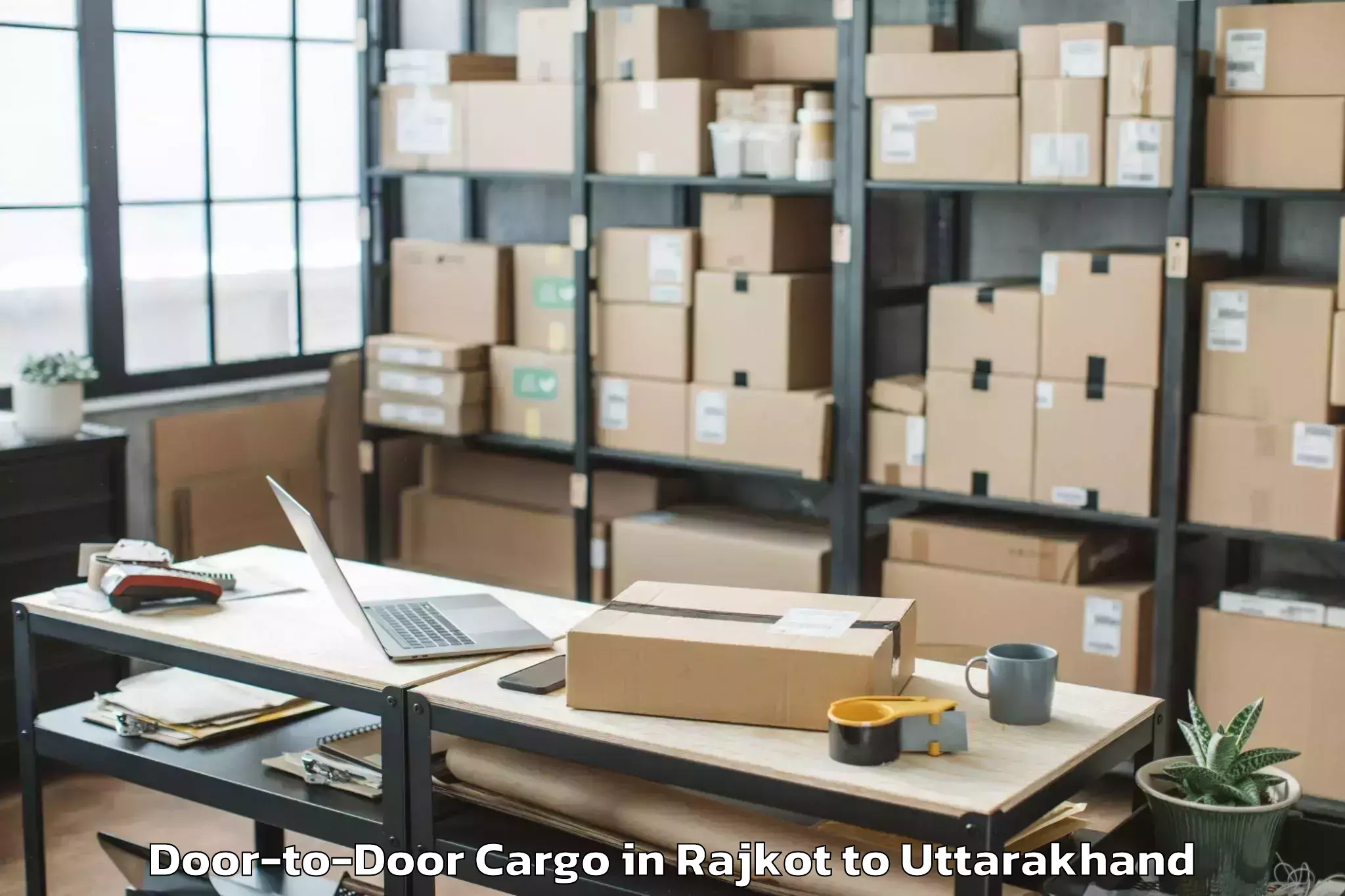 Book Rajkot to Thalisain Door To Door Cargo Online